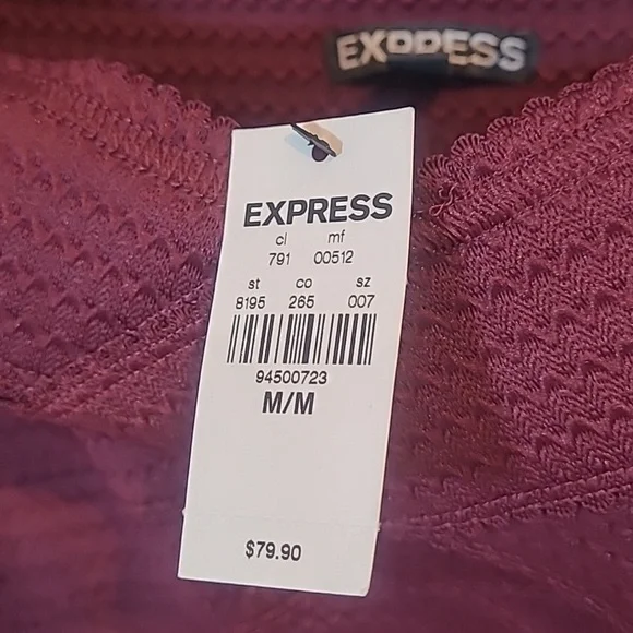 Express Strapless Sweetheart Pleated Skater Dress Maroon Wine NWT Size M - Picture 7 of 17